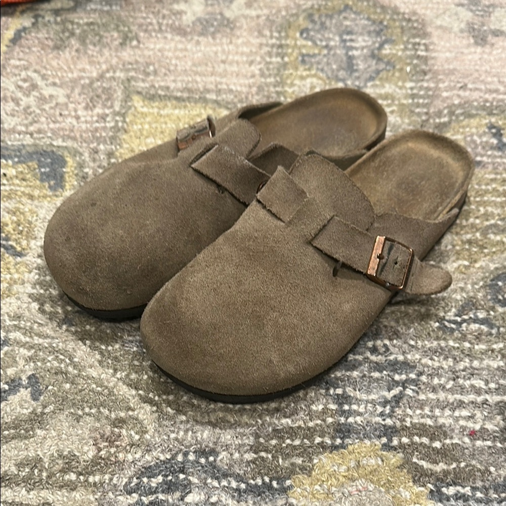 Birkenstock Brown Suede Clogs